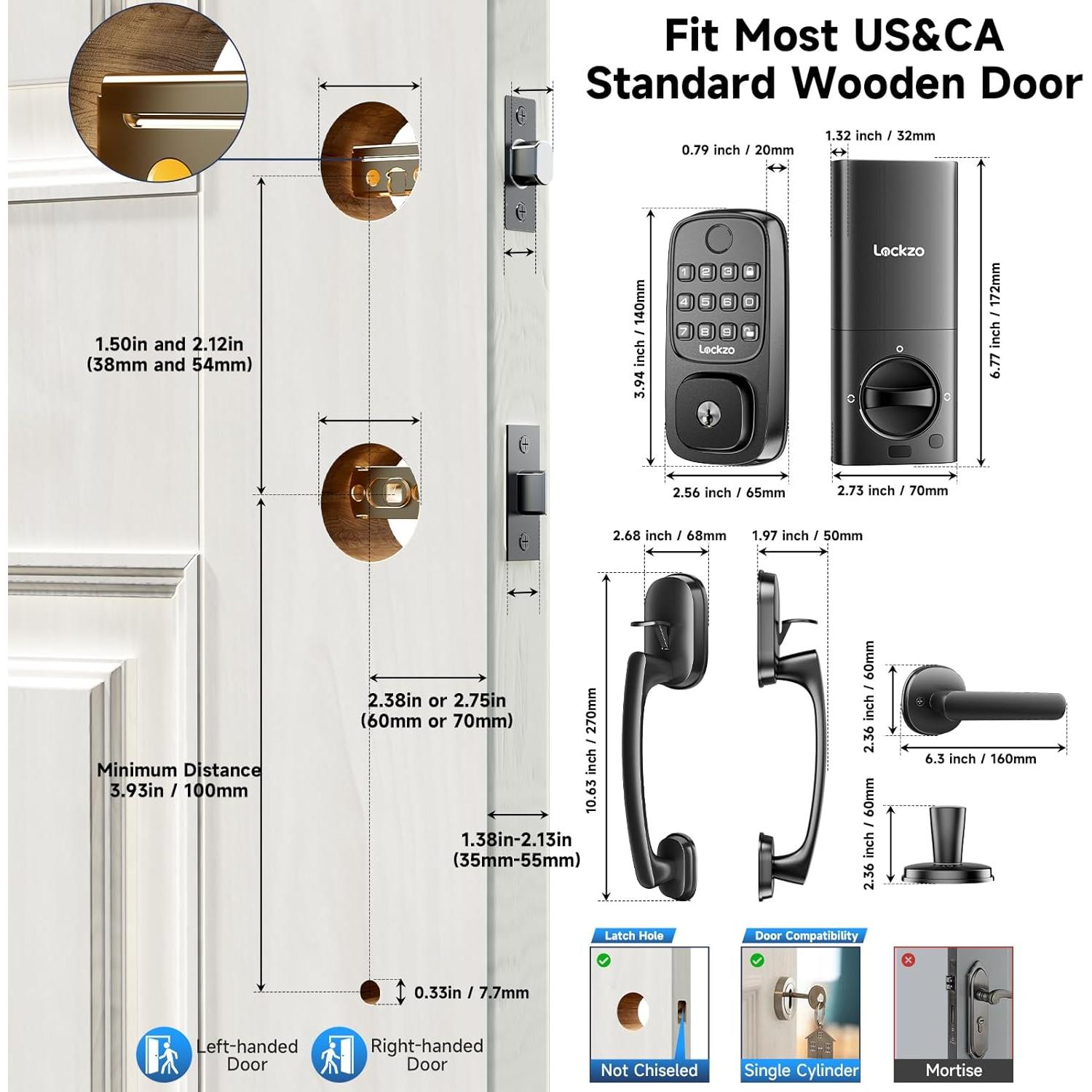 Cerradura Inteligente Lockzo WL01 con Manija y WiFi - Negro