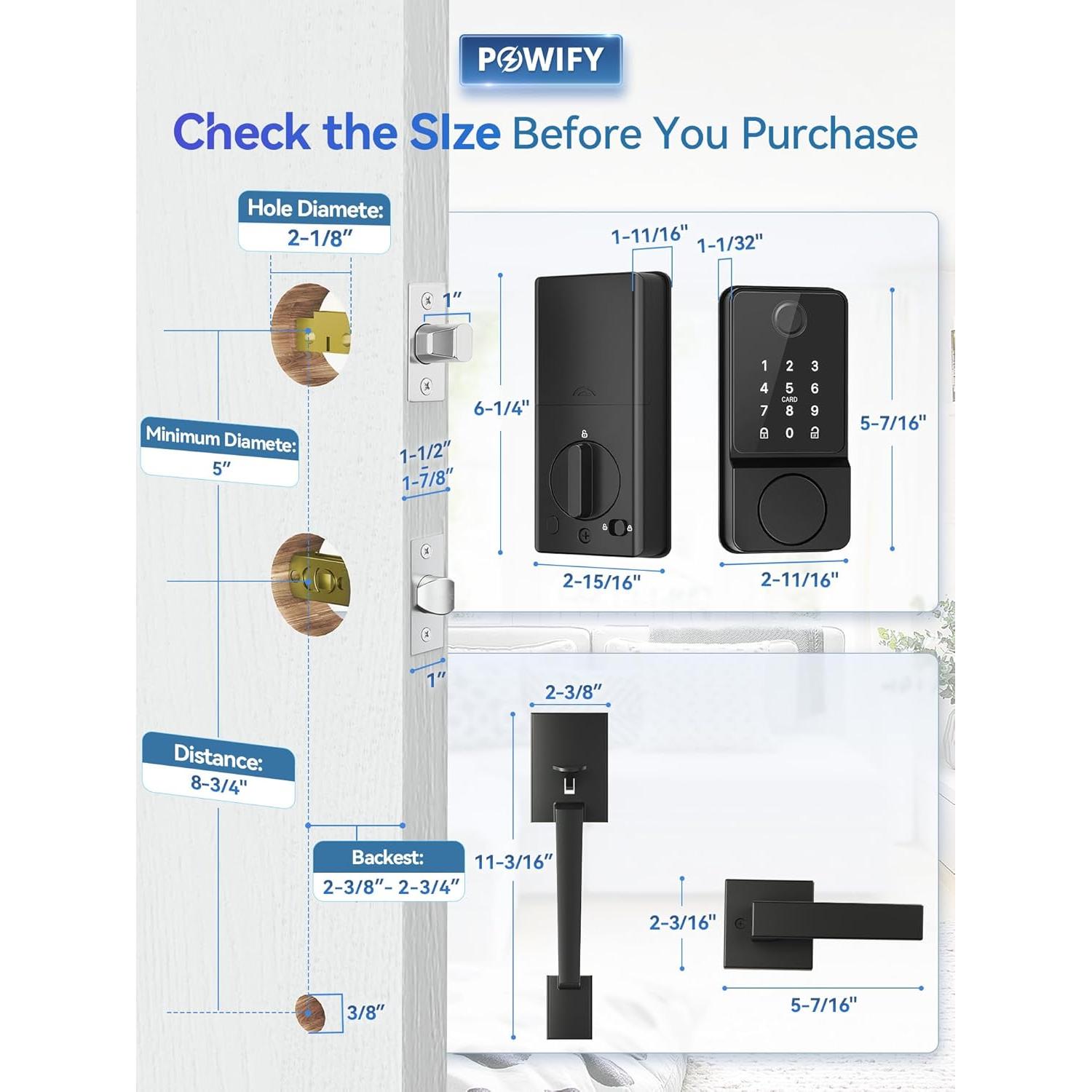 Cerradura inteligente POWIFY con APP y teclado, negra