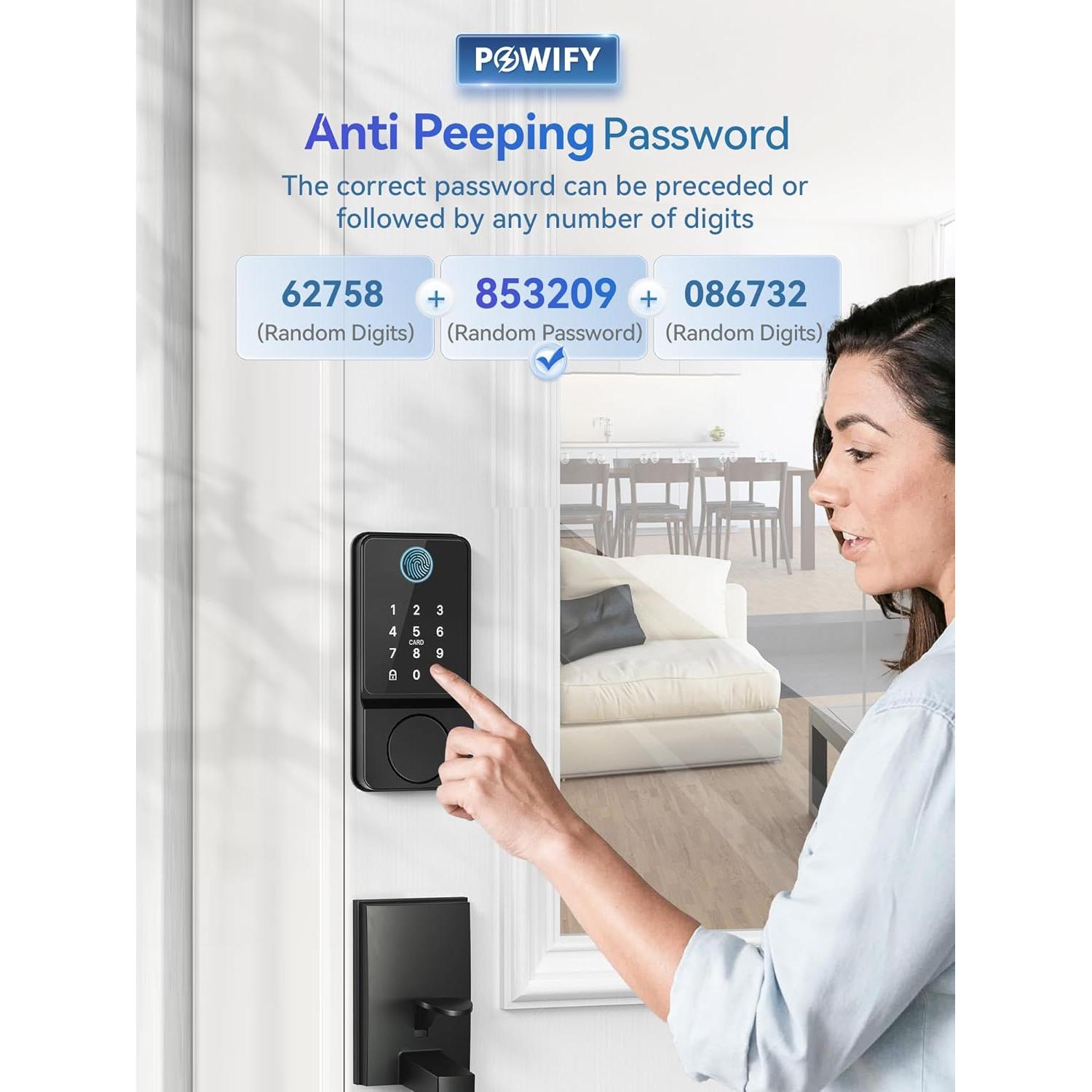Cerradura inteligente POWIFY con APP y teclado, negra