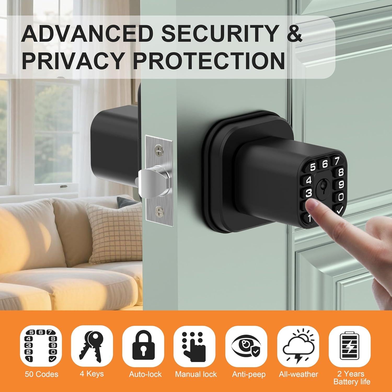 Cerradura de Puerta Richelock IU52 Doble Cara Teclado Impermeable