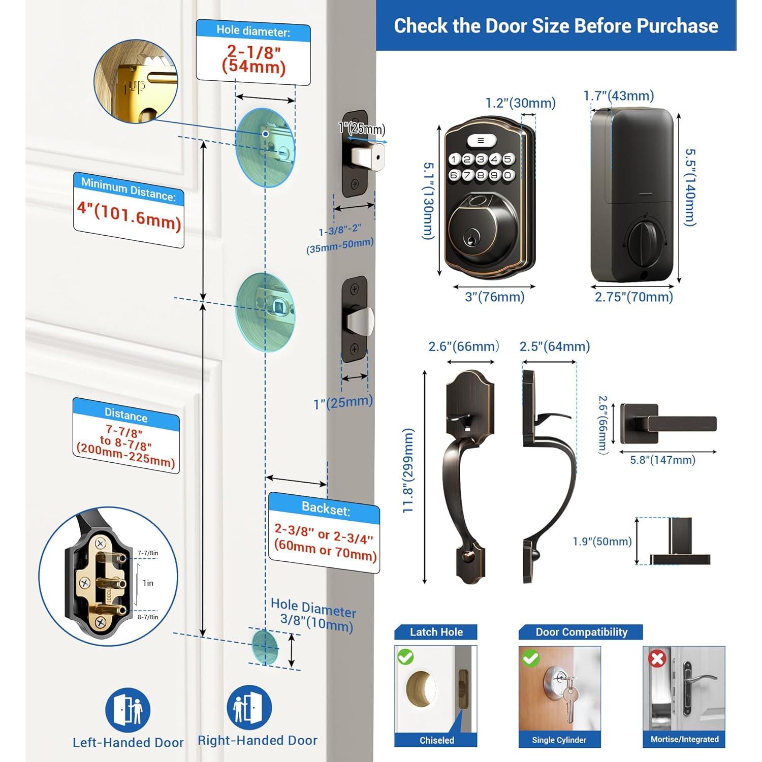 Cerradura Electrónica Veise KS02D con Huella Dactilar y Teclado