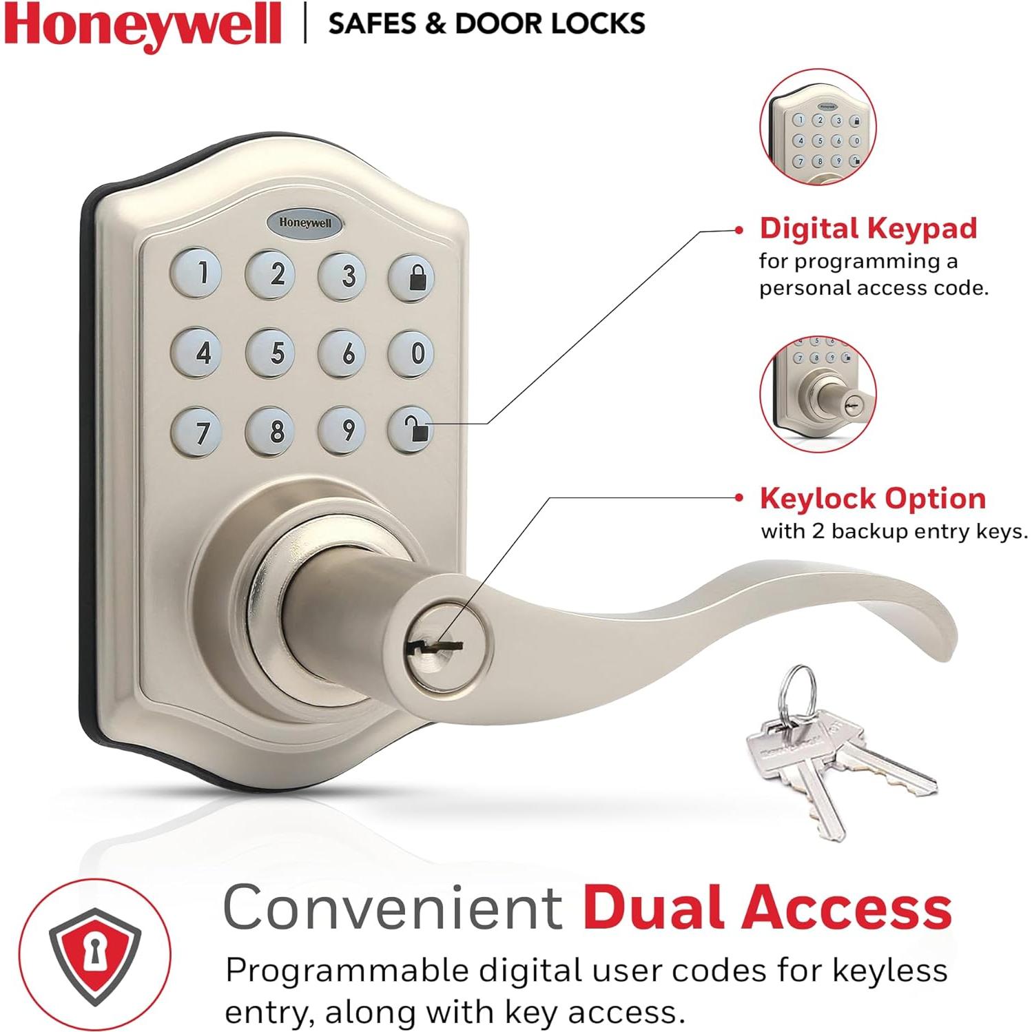 Cerradura Electrónica Honeywell con Teclado - Niquel Satinado