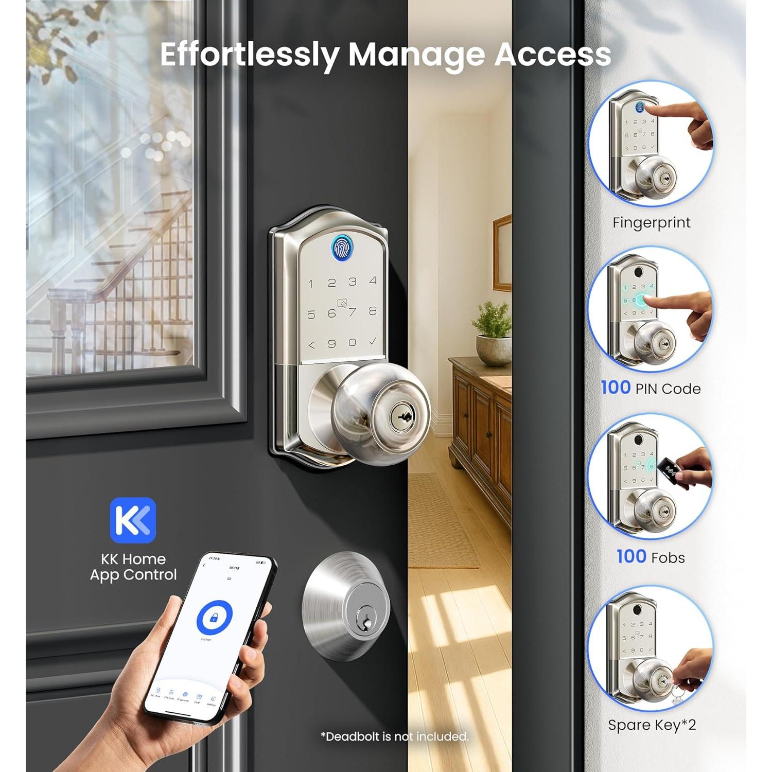 Cerradura Inteligente Veise VE018 - Huella Dactilar, App, IP55