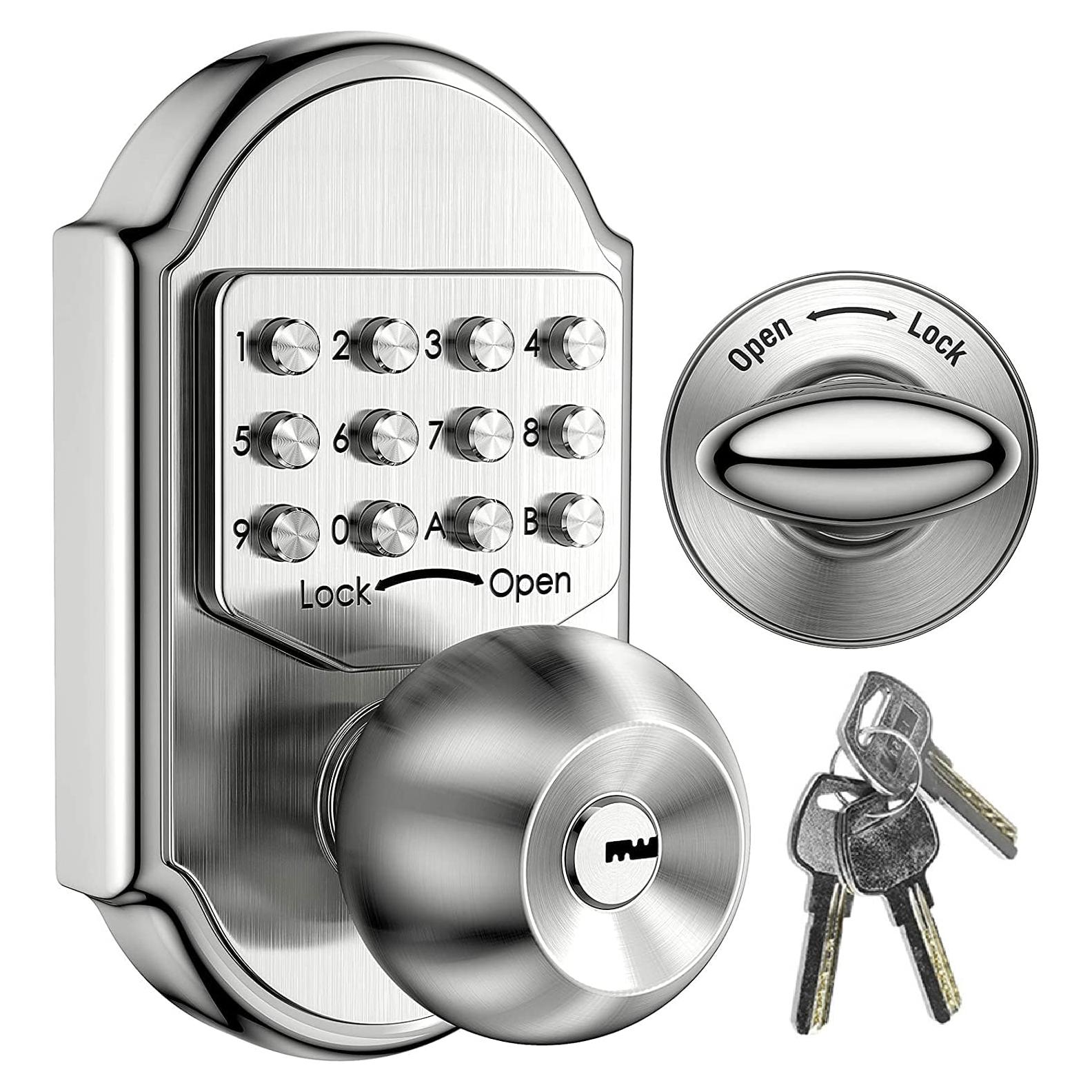 Cerradura de Puerta Sin Llave Elemake Acero Inoxidable Gris