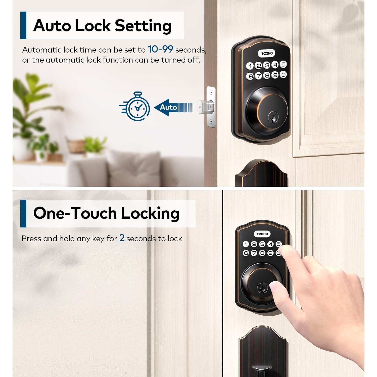 Cerradura de puerta sin llave TEEHO TK001H bronce frotado