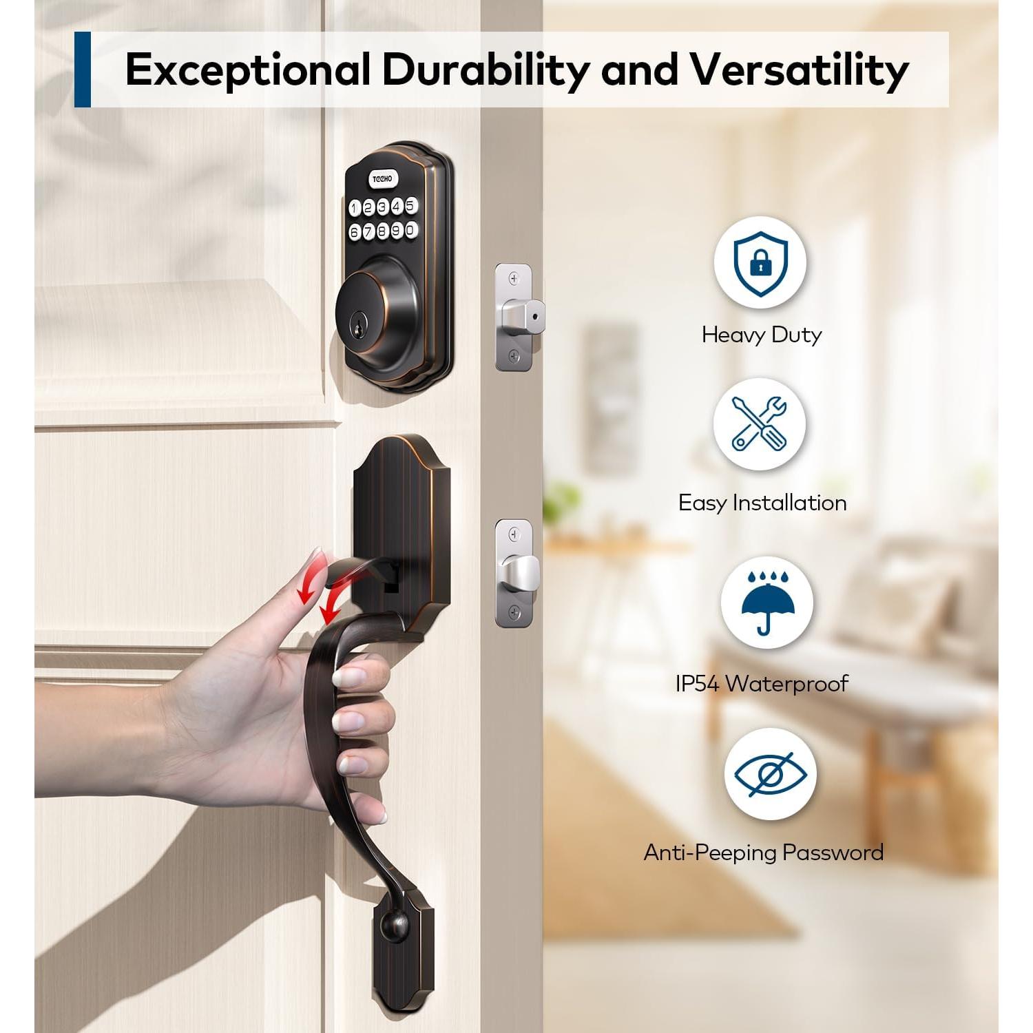 Cerradura de puerta sin llave TEEHO TK001H bronce frotado