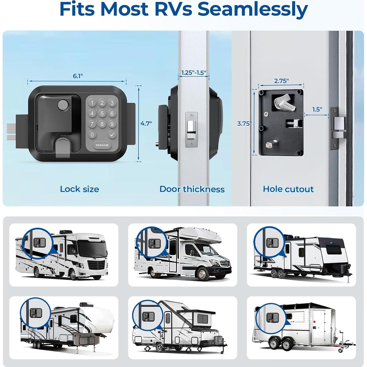 Cerradura de Puerta de RV ONNAIS Pro con Teclado y Control Remoto