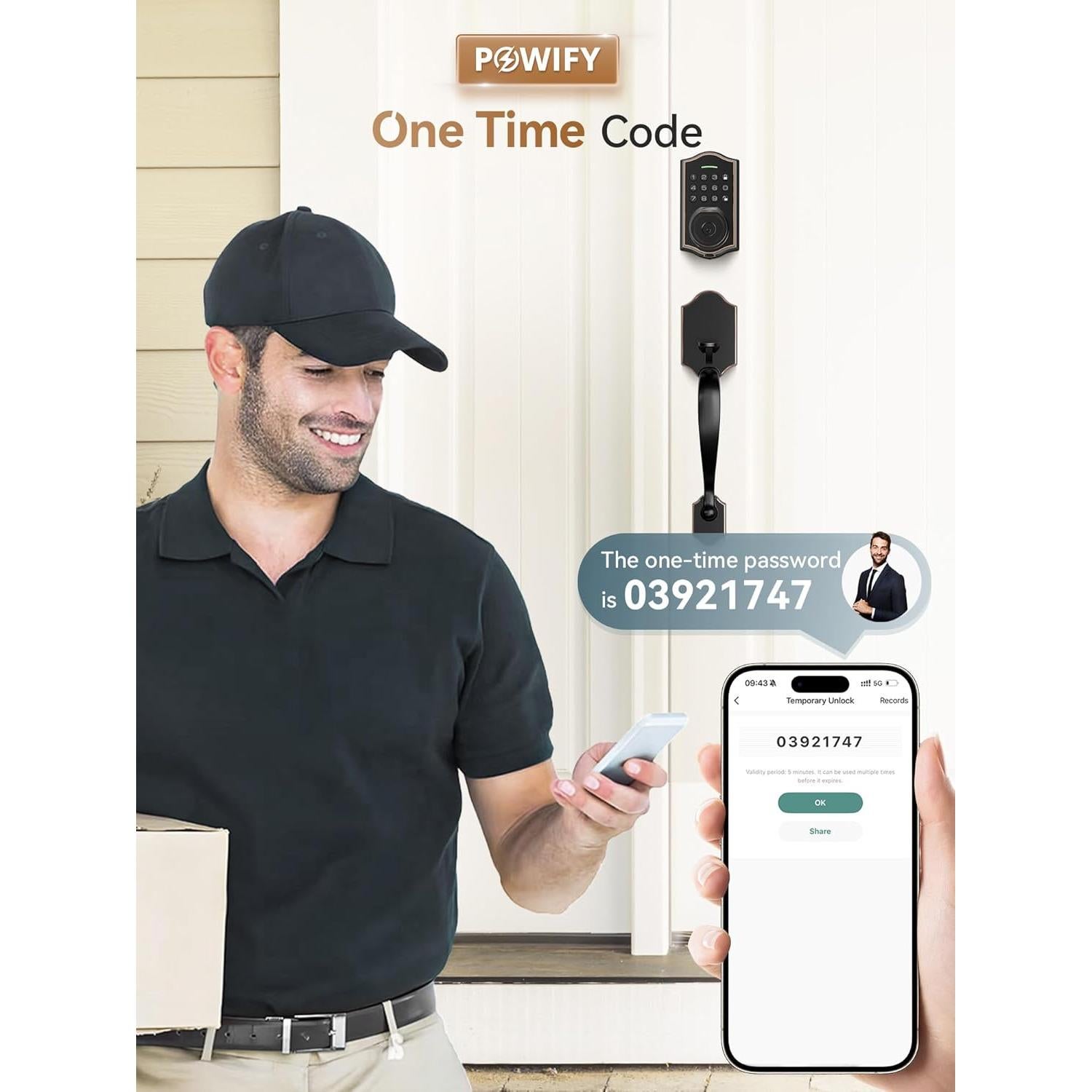 Cerradura inteligente POWIFY PO-DS05-GT1 con huella dactilar