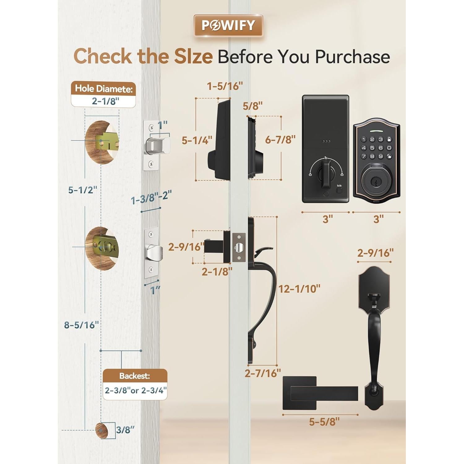 Cerradura inteligente POWIFY PO-DS05-GT1 con huella dactilar