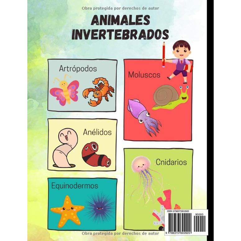Animales Invertebrados: Libro de colorear educativo a partir de los 6 años (Conoce que animales son invertebrados y Diviertete aprendiendo). (Spanish Edition)