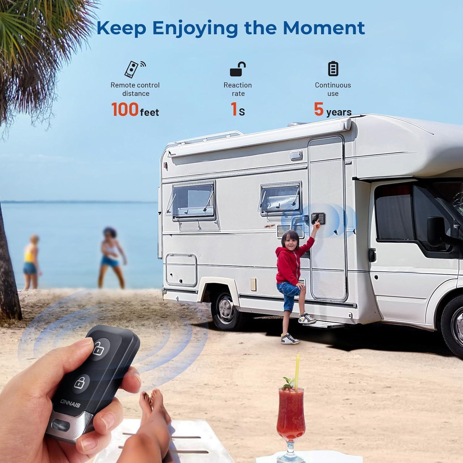 Cerradura de puerta sin llave ONNAIS para RV con control remoto