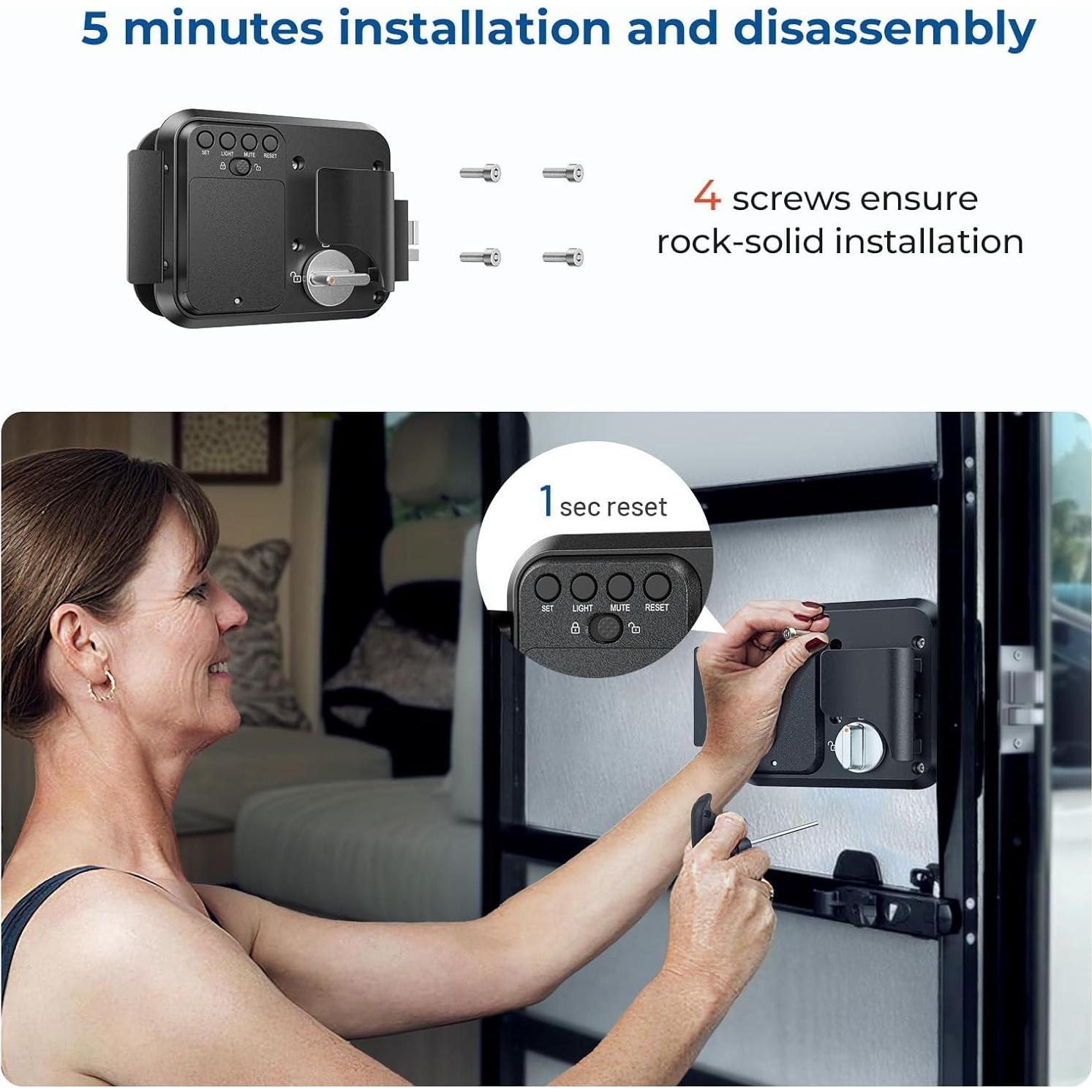 Cerradura de puerta sin llave ONNAIS para RV con control remoto