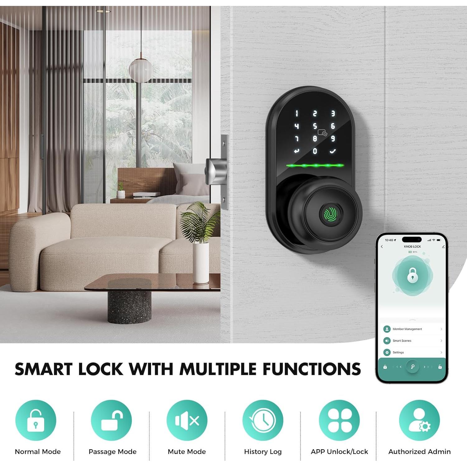 Cerradura Inteligente Sivmn MS-10C con Teclado y Huella Dactilar