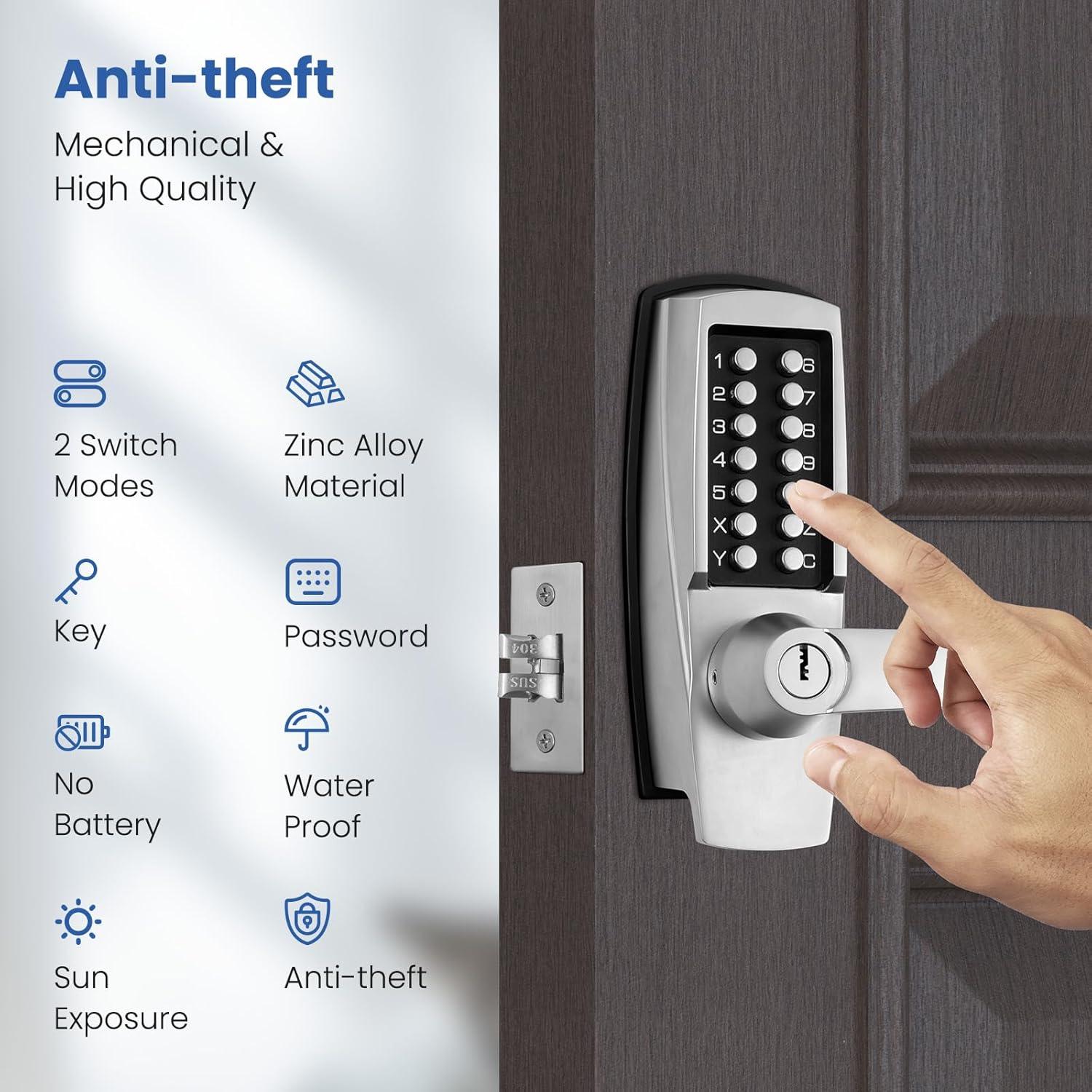 Cerradura de puerta LVOZ 6 sin llave, mecánica, acero inoxidable