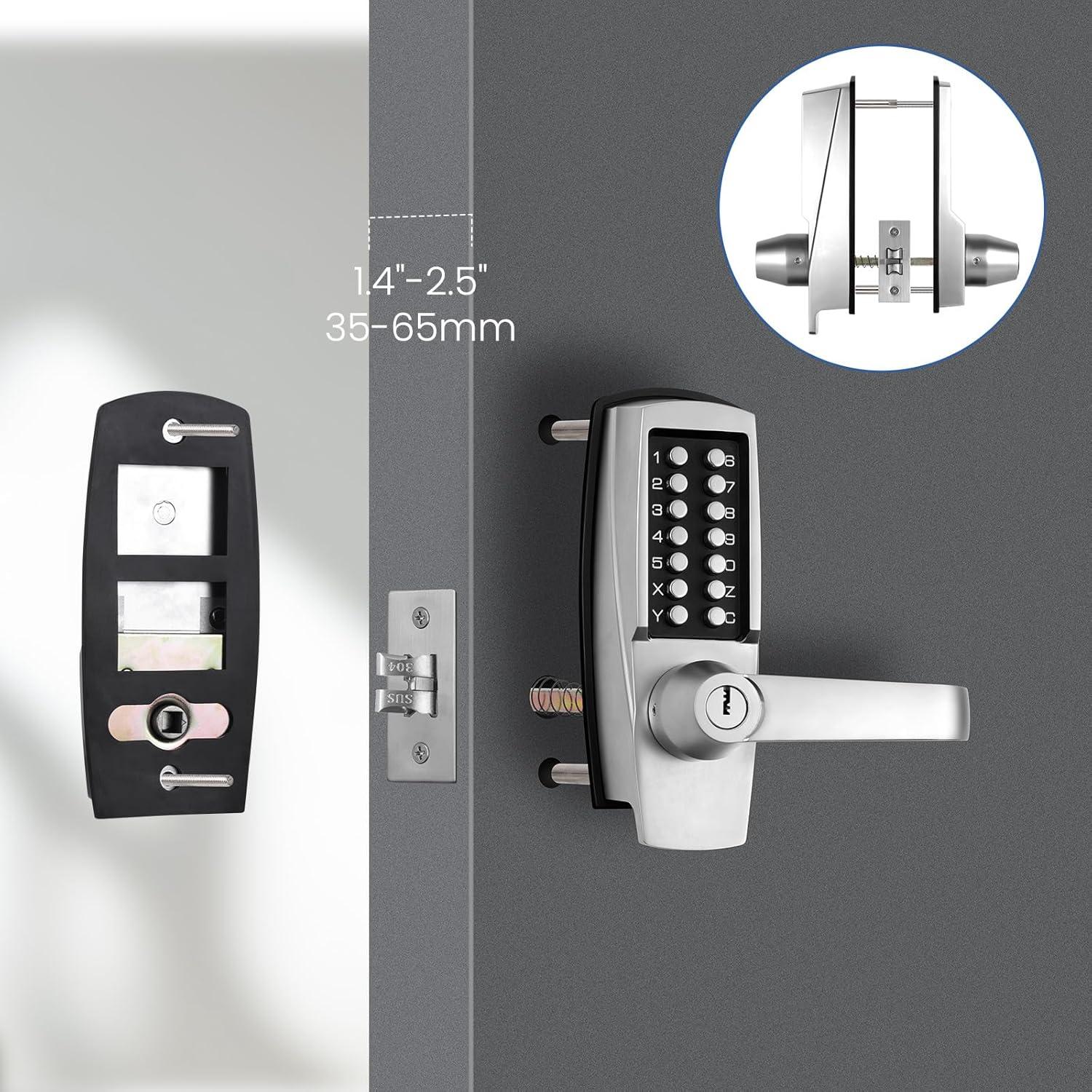 Cerradura de puerta LVOZ 6 sin llave, mecánica, acero inoxidable