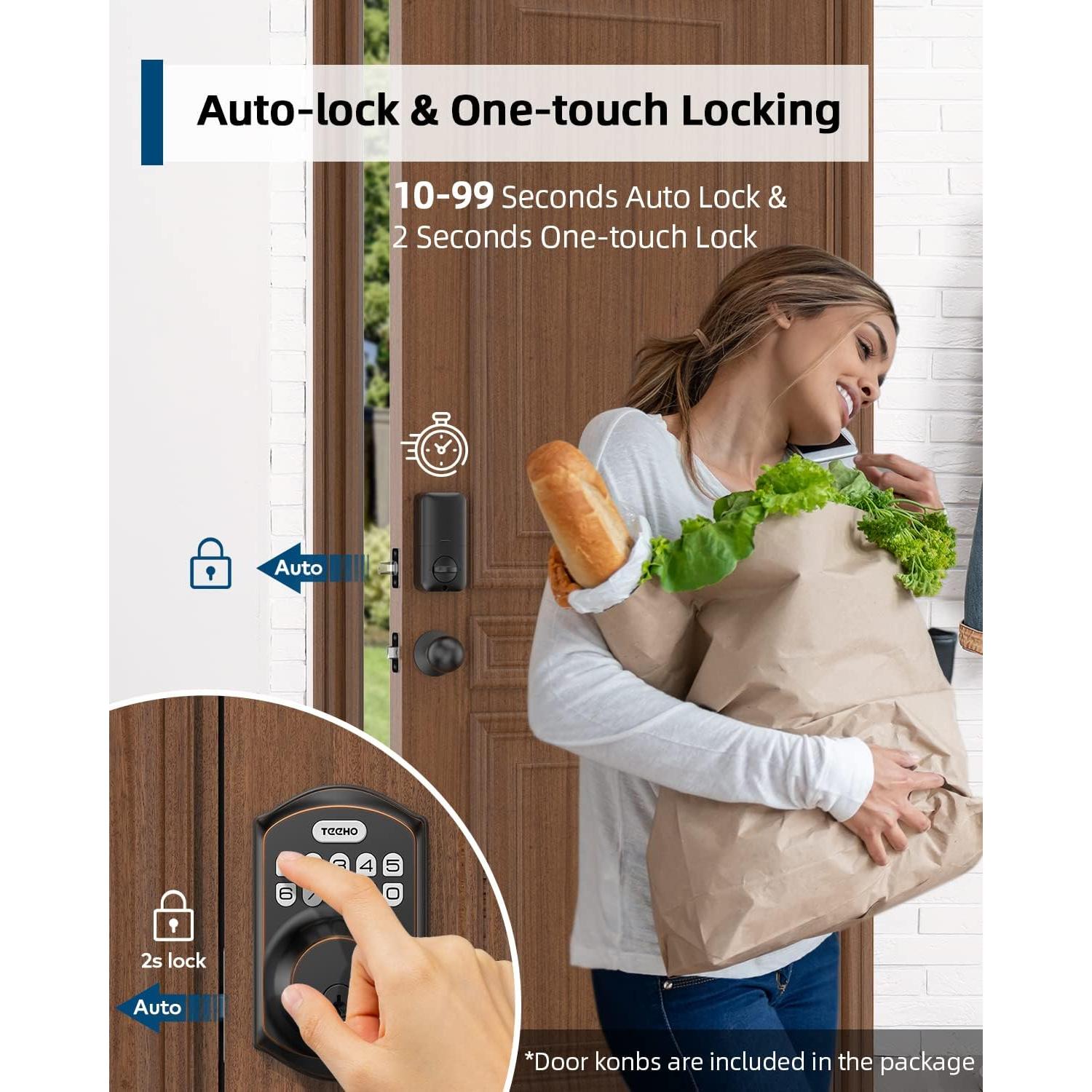 Cerradura Electrónica TEEHO TE001K con Teclado y Manijas