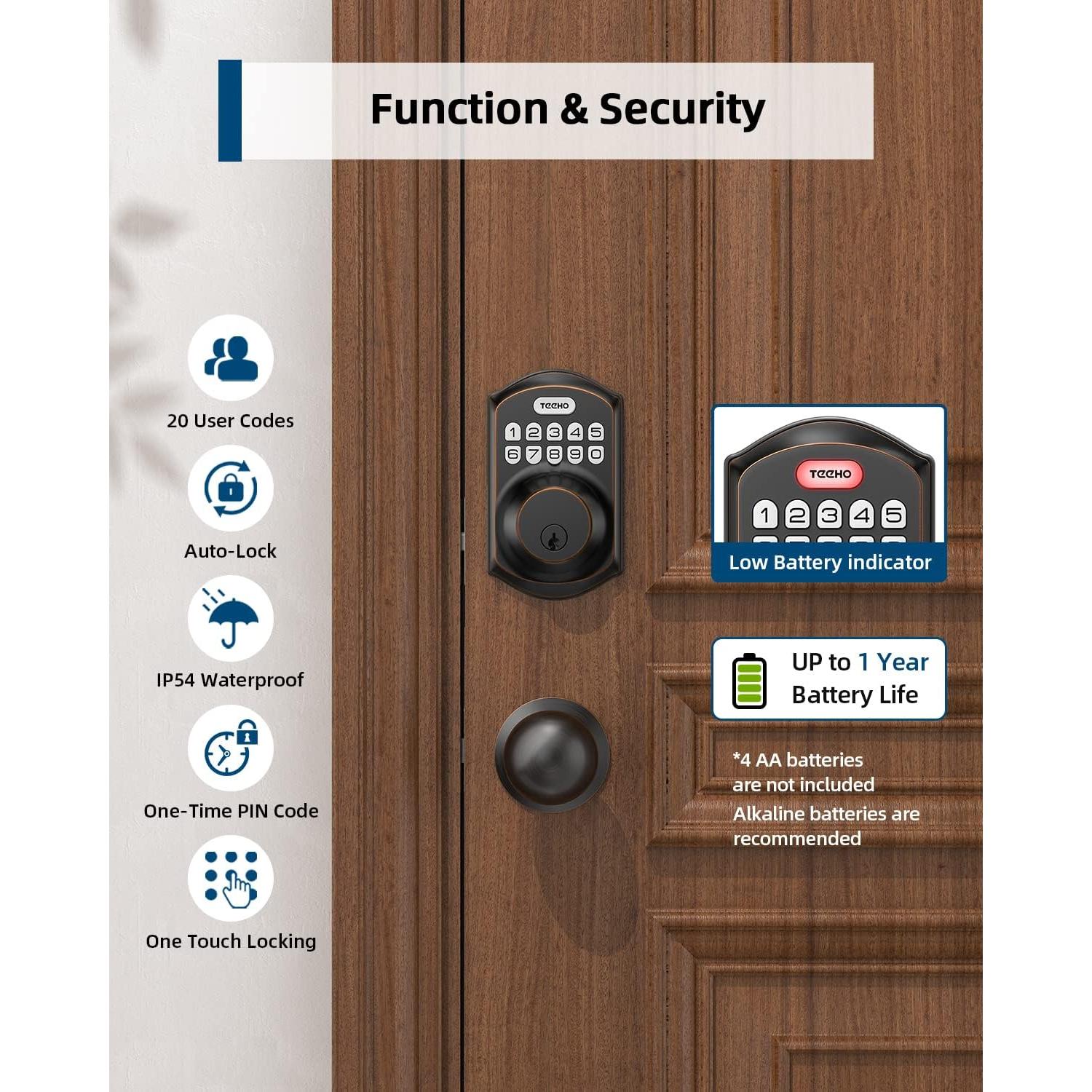 Cerradura Electrónica TEEHO TE001K con Teclado y Manijas