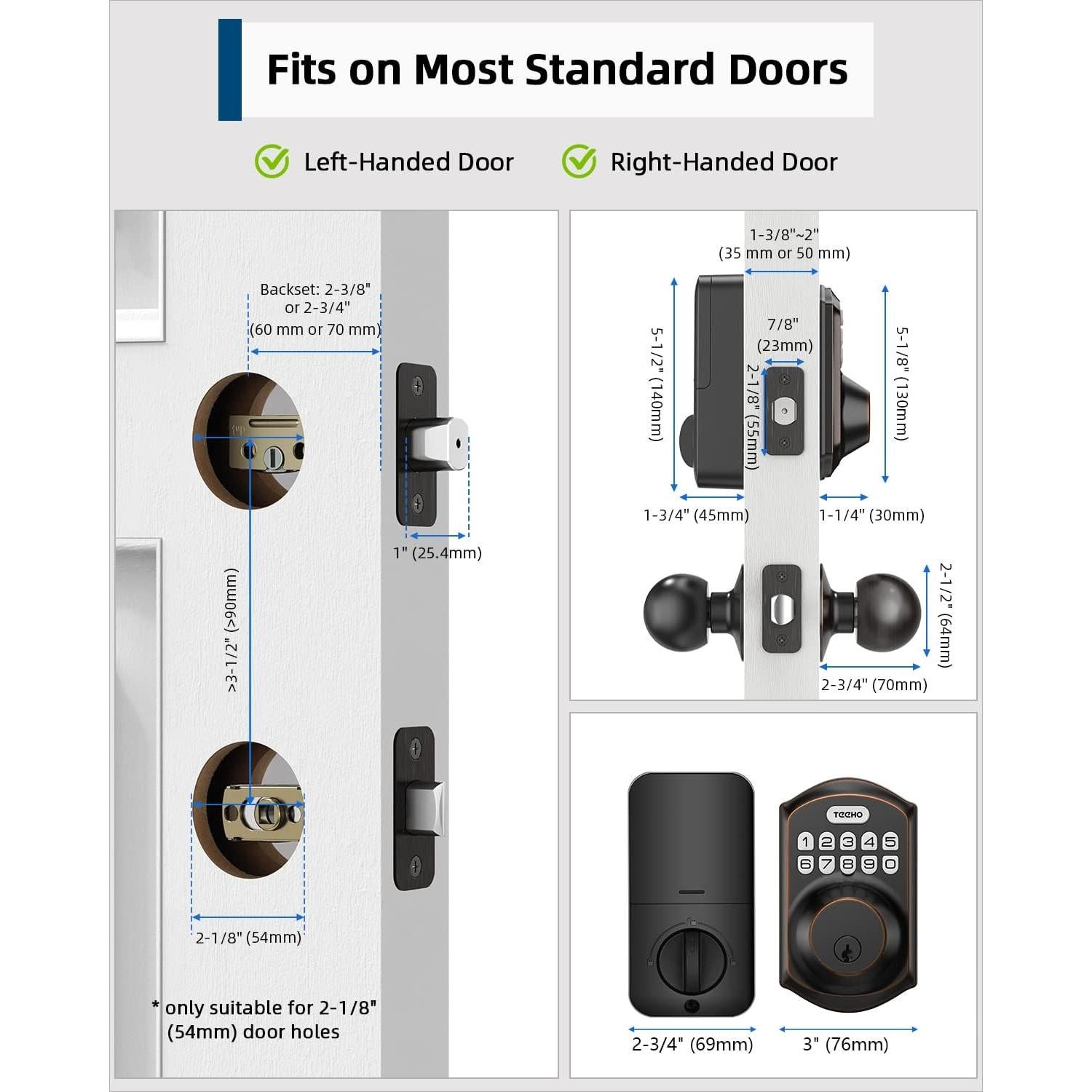 Cerradura Electrónica TEEHO TE001K con Teclado y Manijas
