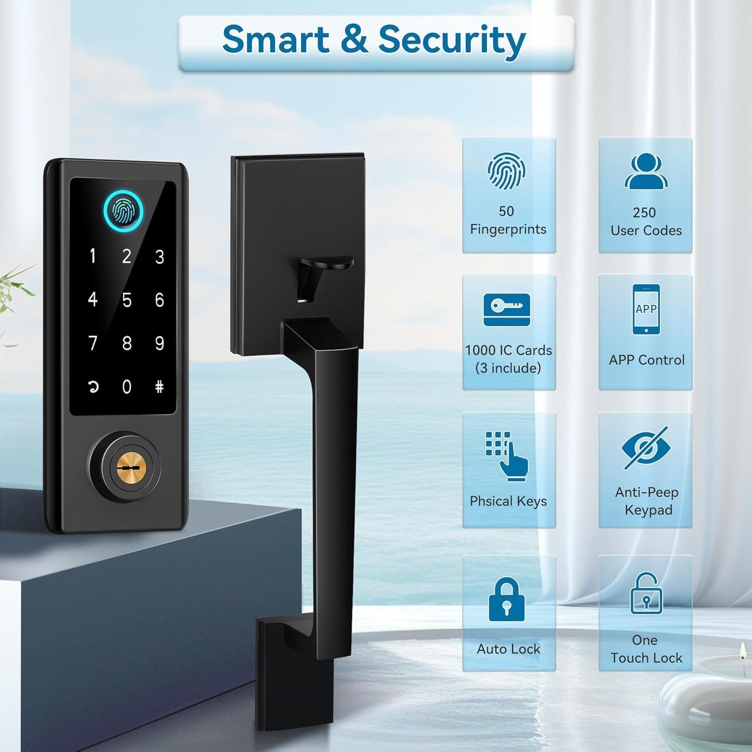 Cerradura Electrónica Biométrica BEBASIA BA2H con App y Teclado