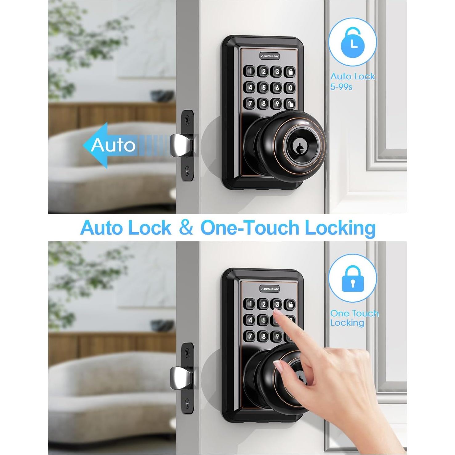 Cerradura de Puerta Sin Llave ApeStellar AS-DK-ORB Bronce