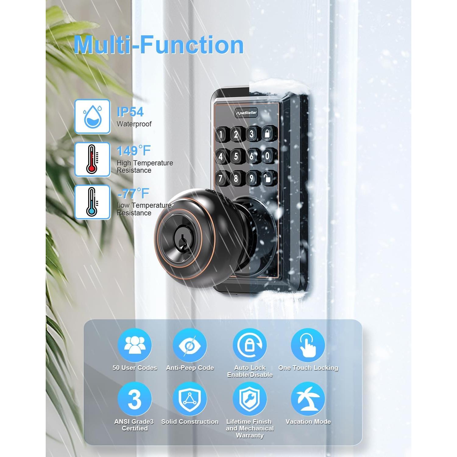 Cerradura de Puerta Sin Llave ApeStellar AS-DK-ORB Bronce