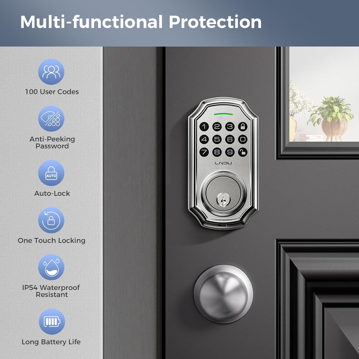 Cerradura Inteligente Sin Llave LNDU K180 con Teclado y Manija