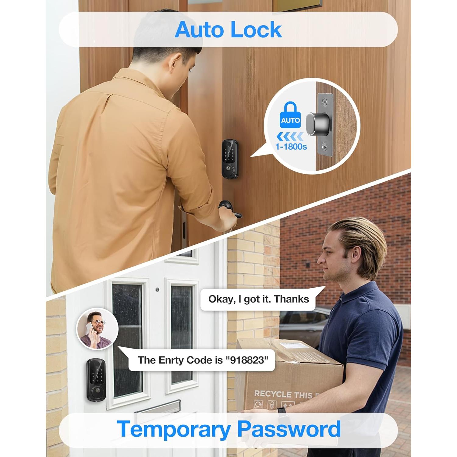 Cerradura Inteligente SohoTeco F2228 con Huella Dactilar y App