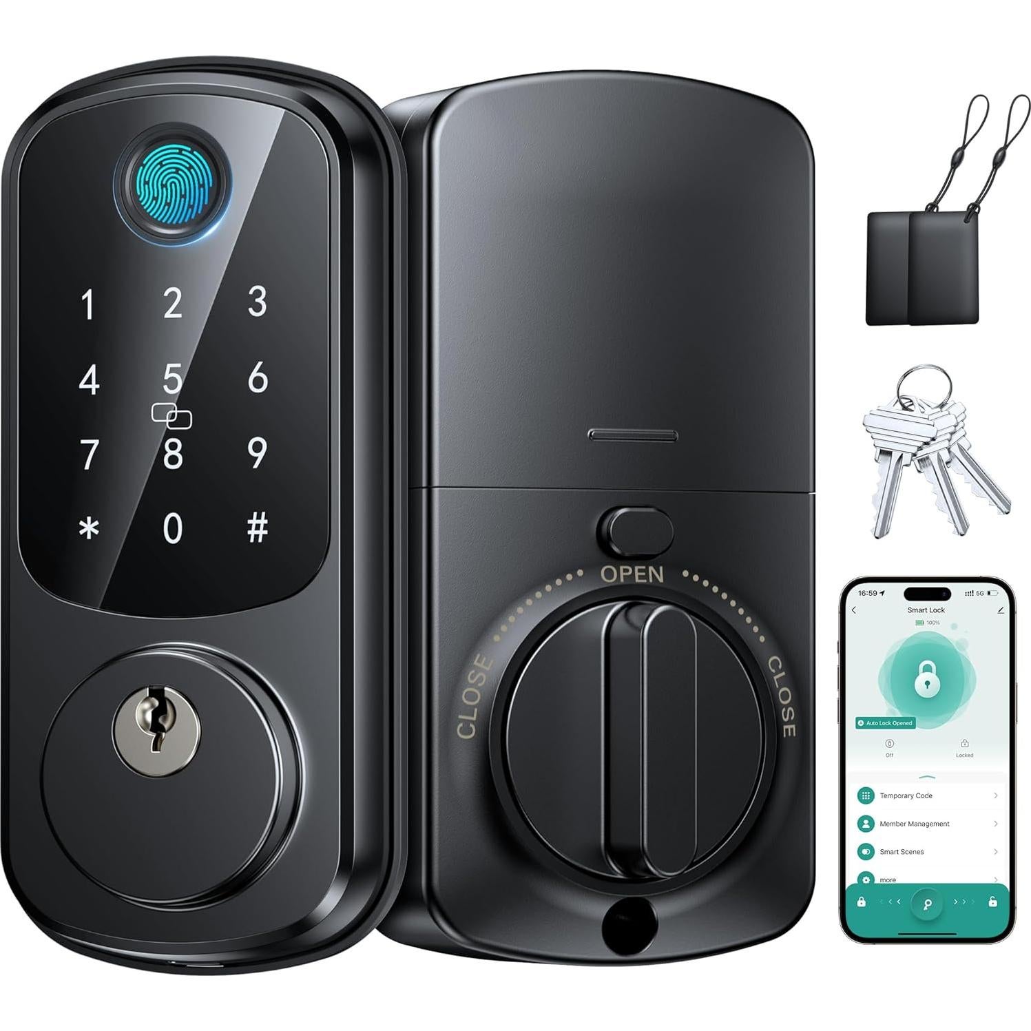 Cerradura Inteligente SohoTeco F2228 con Huella Dactilar y App