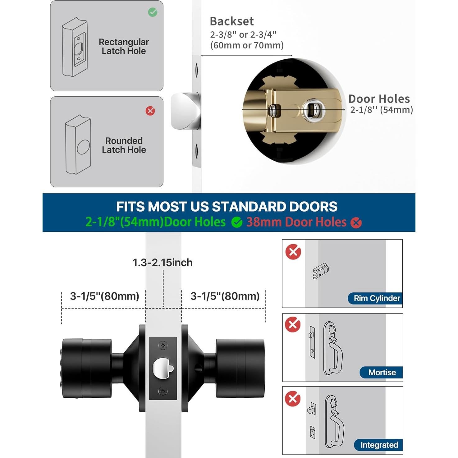 Cerradura de Puerta Inteligente HIDALIFE HL99 Teclado Negro Mate 2 Paquetes
