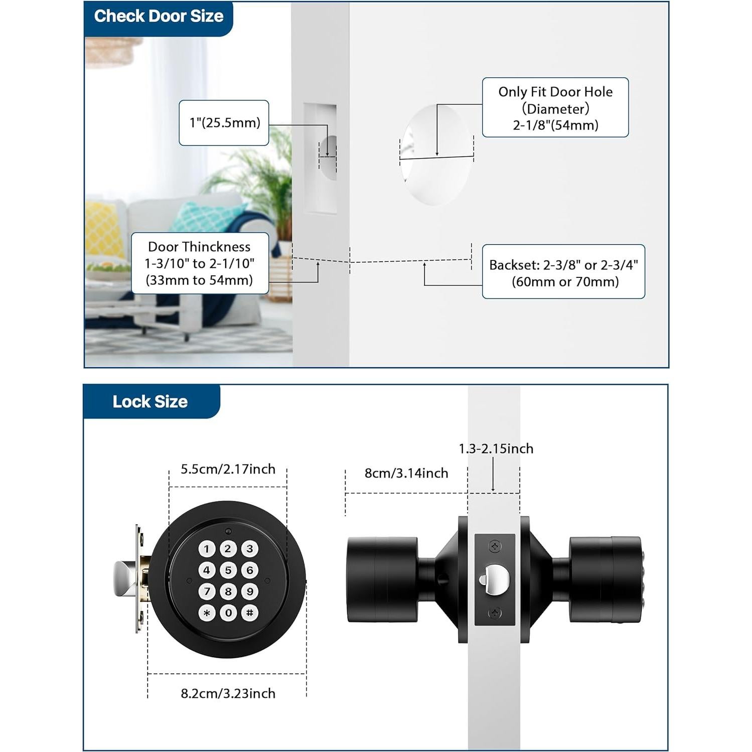 Cerradura de Puerta Inteligente HIDALIFE HL99 Teclado Negro Mate 2 Paquetes