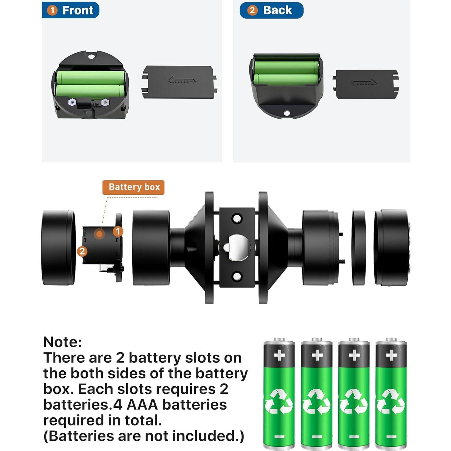 Cerradura de Puerta Inteligente HIDALIFE HL99 Teclado Negro Mate 2 Paquetes