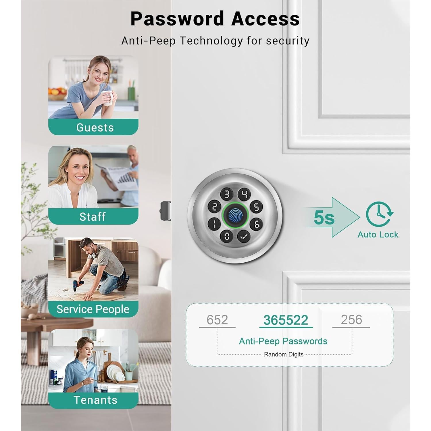 Cerradura Inteligente WREO Biométrica con Teclado y APP