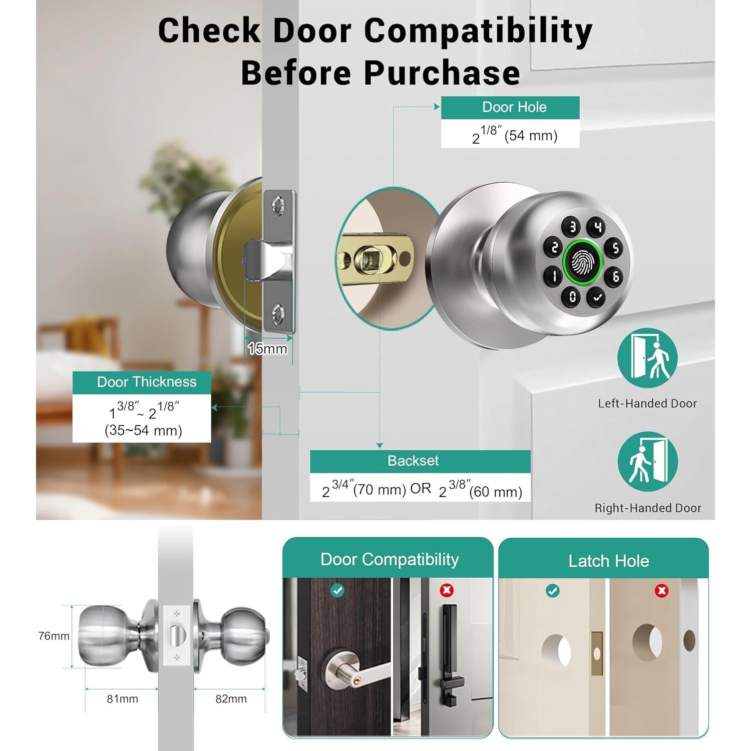 Cerradura Inteligente WREO Biométrica con Teclado y APP