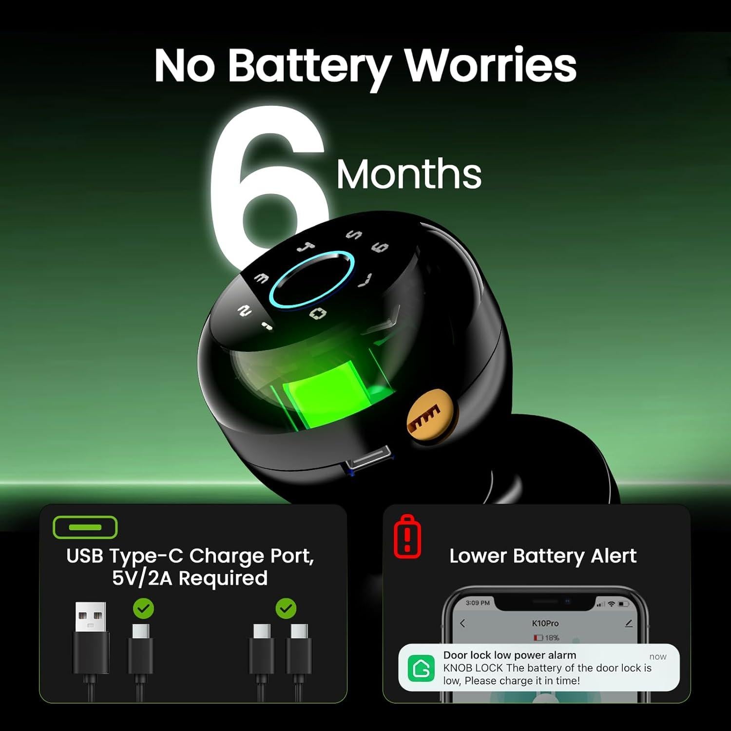 Cerradura Inteligente GHome Smart 4-en-1 con Huella Dactilar