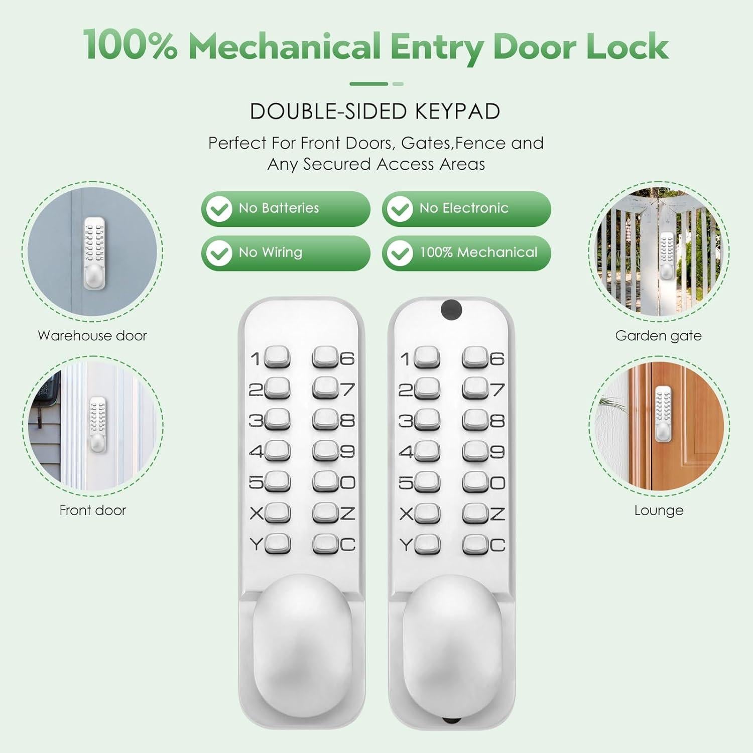 Cerradura de Entrada Sin Llave Mecánica ANNFUZ Cromo Perla