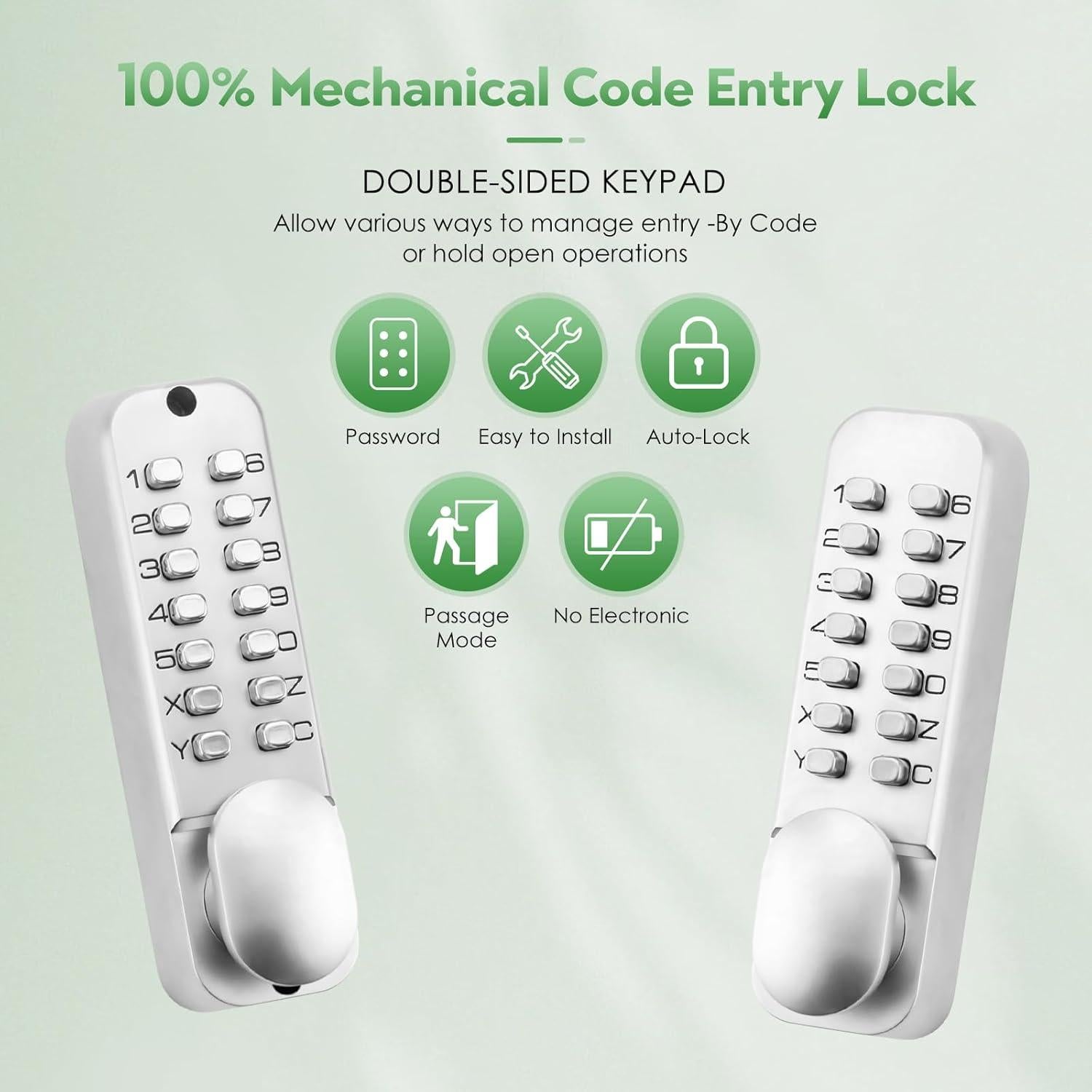 Cerradura de Entrada Sin Llave Mecánica ANNFUZ Cromo Perla