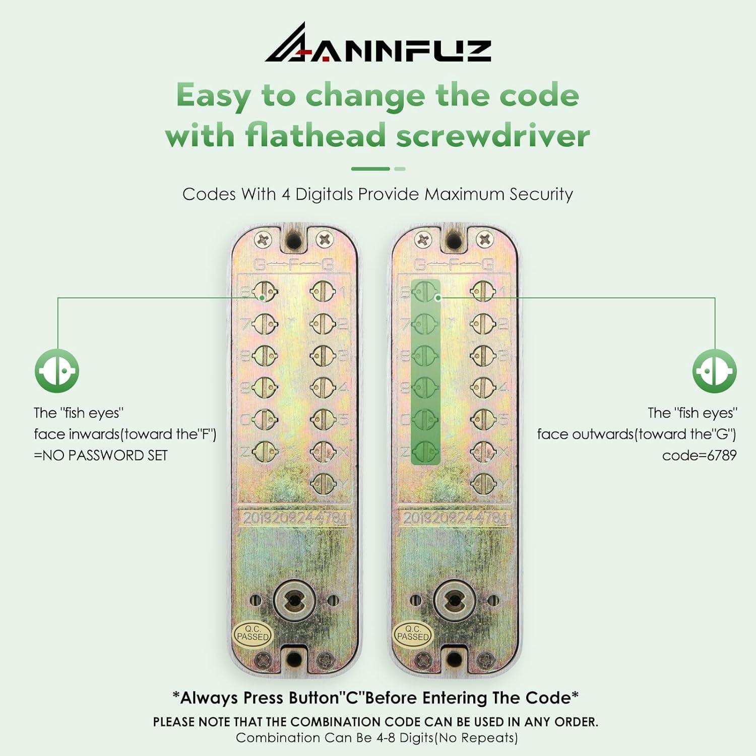 Cerradura de Entrada Sin Llave Mecánica ANNFUZ Cromo Perla