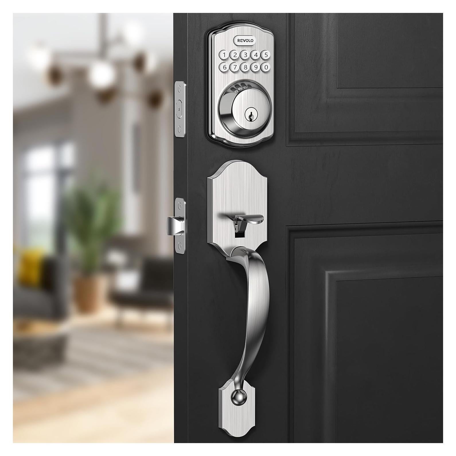 Cerradura Electrónica Revolo RE001 con Teclado y Manija - Níquel Satinado