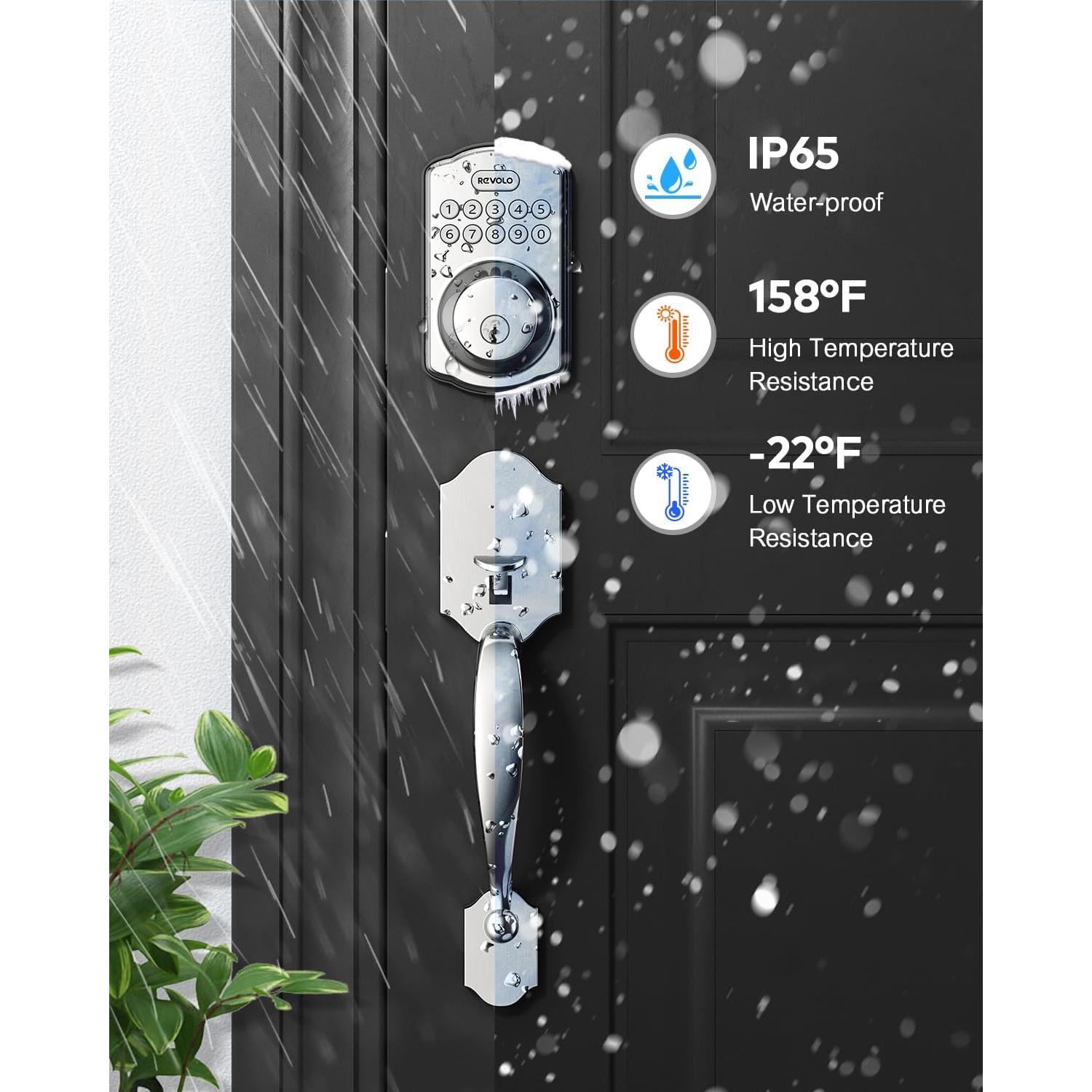 Cerradura Electrónica Revolo RE001 con Teclado y Manija - Níquel Satinado