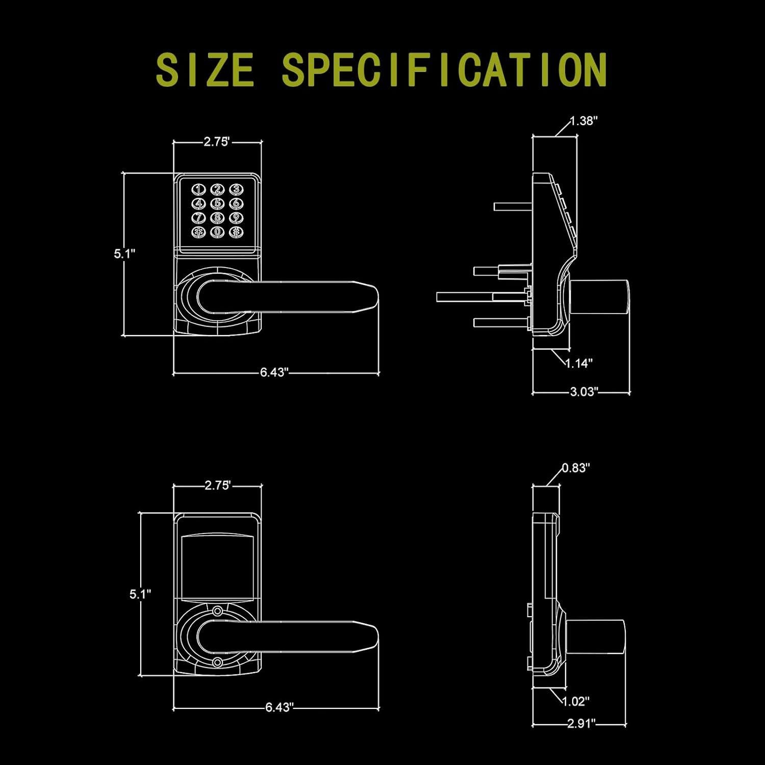 Cerradura Digital de Puerta Cielsa Dawn con Teclado y Manija - Sin Llave, Negro Mate