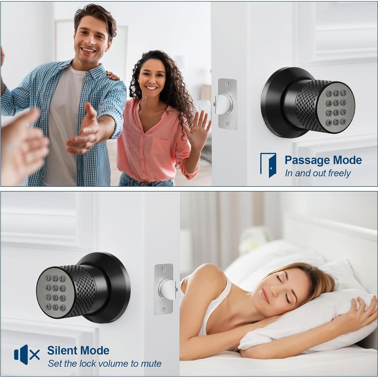 Cerradura Digital FITNATE Manija de Puerta con Teclado Negra