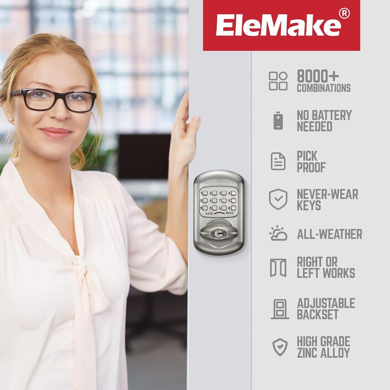 Cerradura de Puerta Bravex Sin Llave Mecánica Zinc Plata