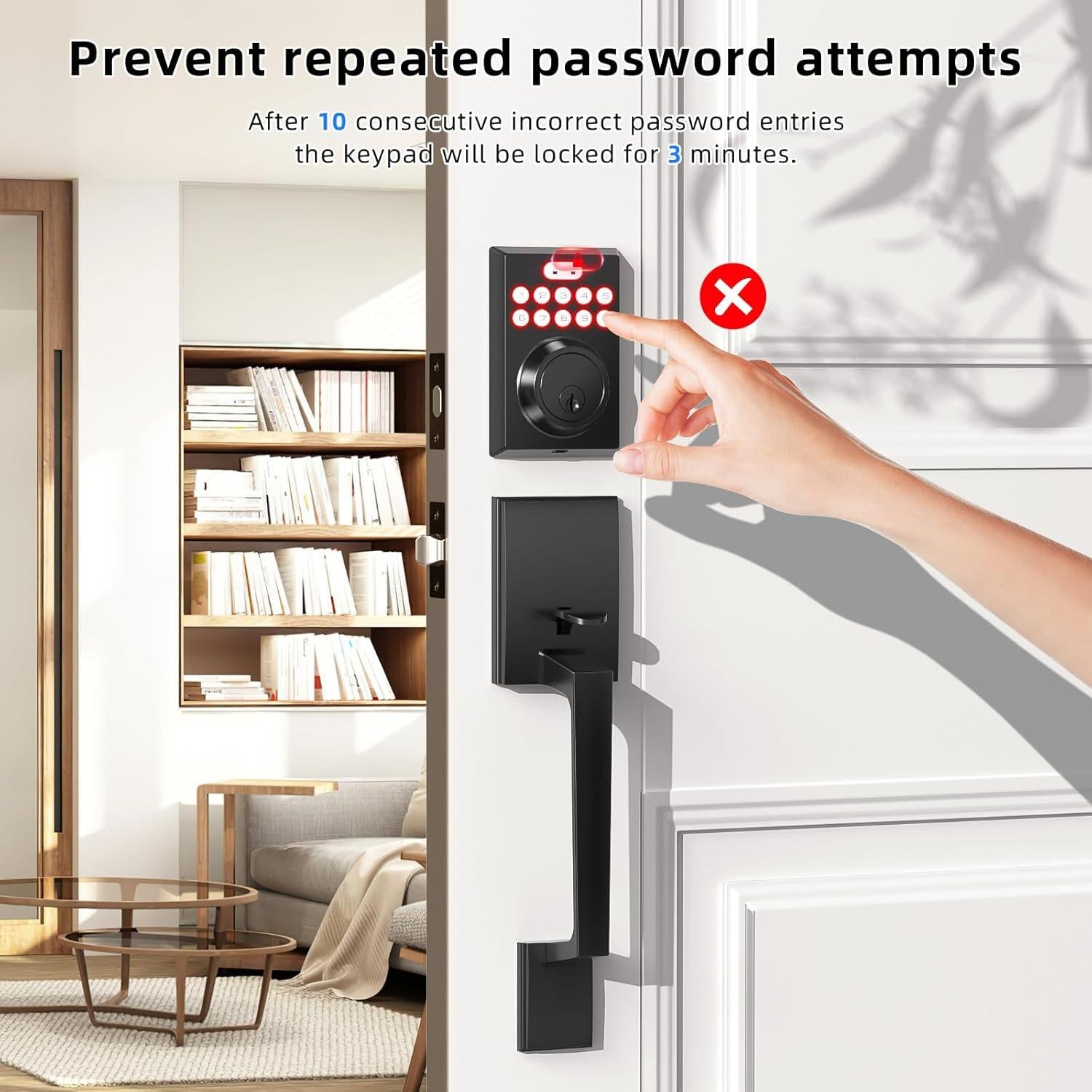 Cerradura de Puerta de Entrada Sin Llave BAILABA con Teclado