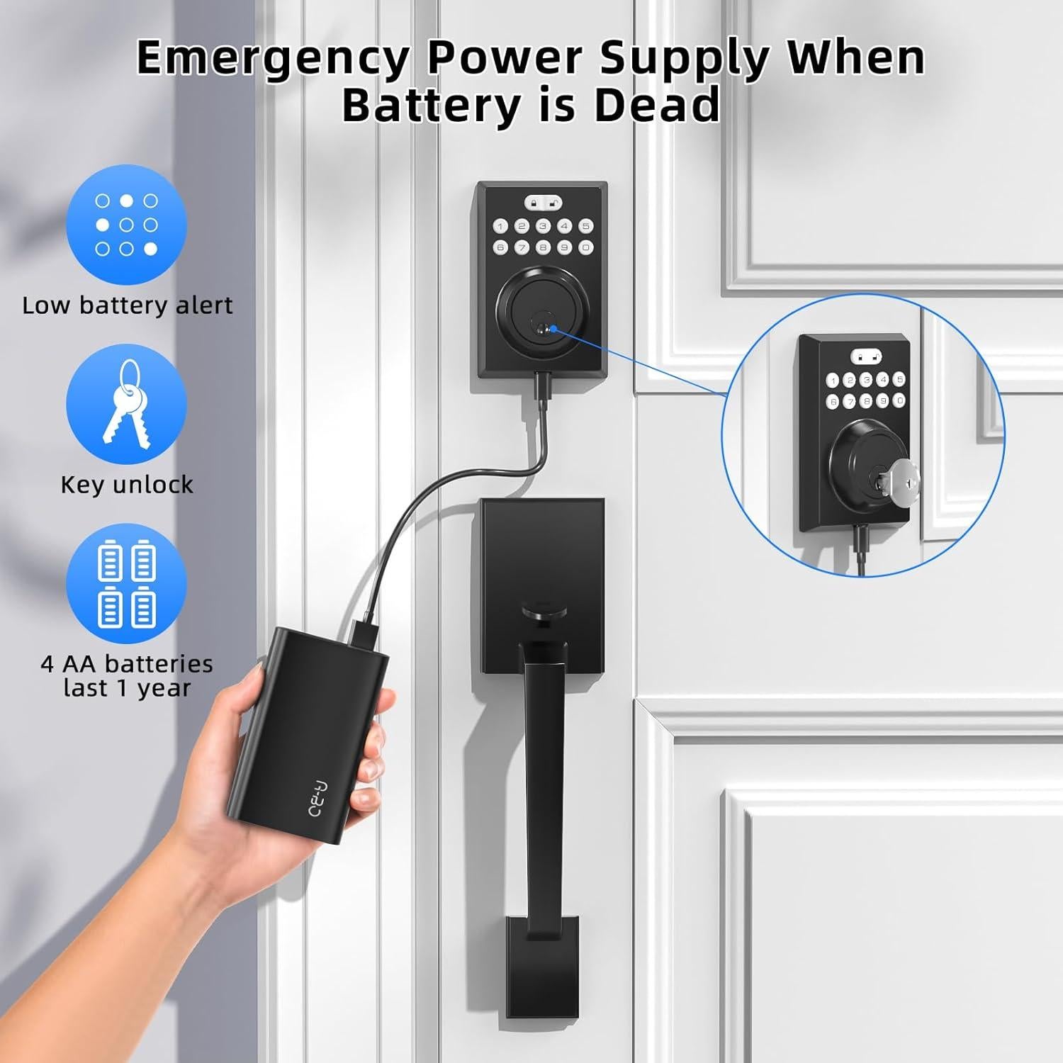 Cerradura de Puerta de Entrada Sin Llave BAILABA con Teclado