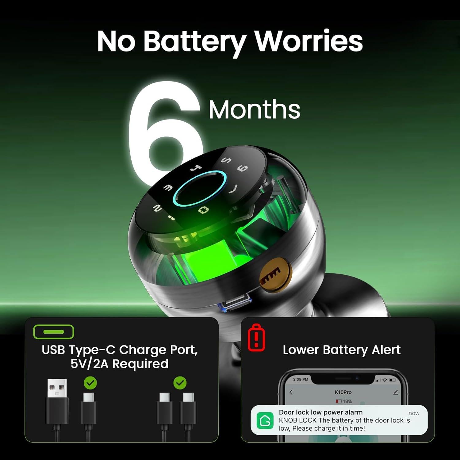 Cerradura Inteligente GHome Smart con Huella Dactilar y Teclado