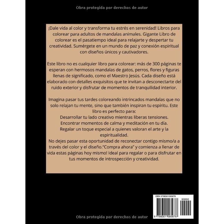 Libros Para Colorear Para Adultos de Mandalas Animales. Gigante Libro de Colorear: Relájate y despierta tu creatividad con impresionantes mandalas de animales y más sorpresas, (Spanish Edition)