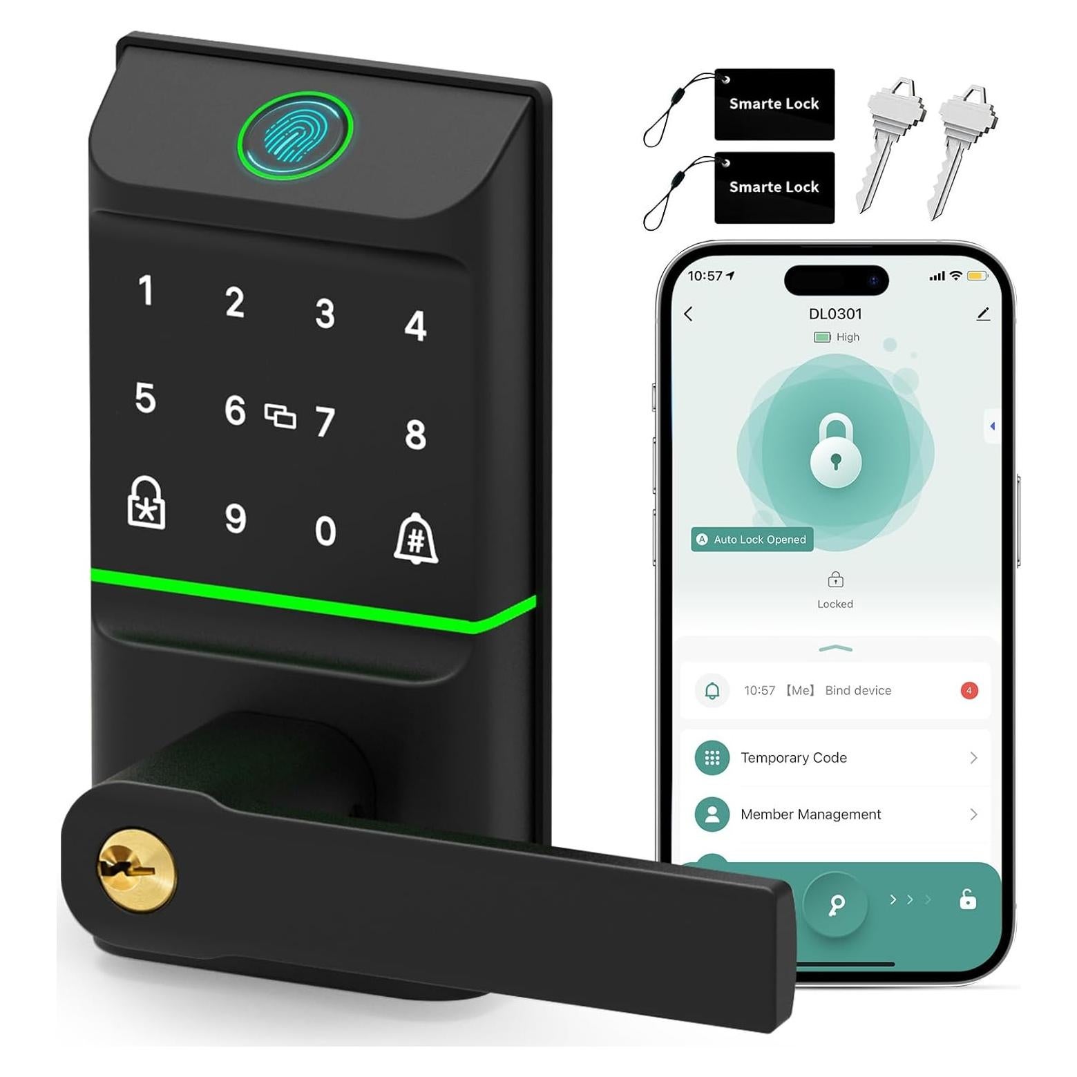 Cerradura Inteligente Mutak HS0000 Digital Biométrica 6 en 1