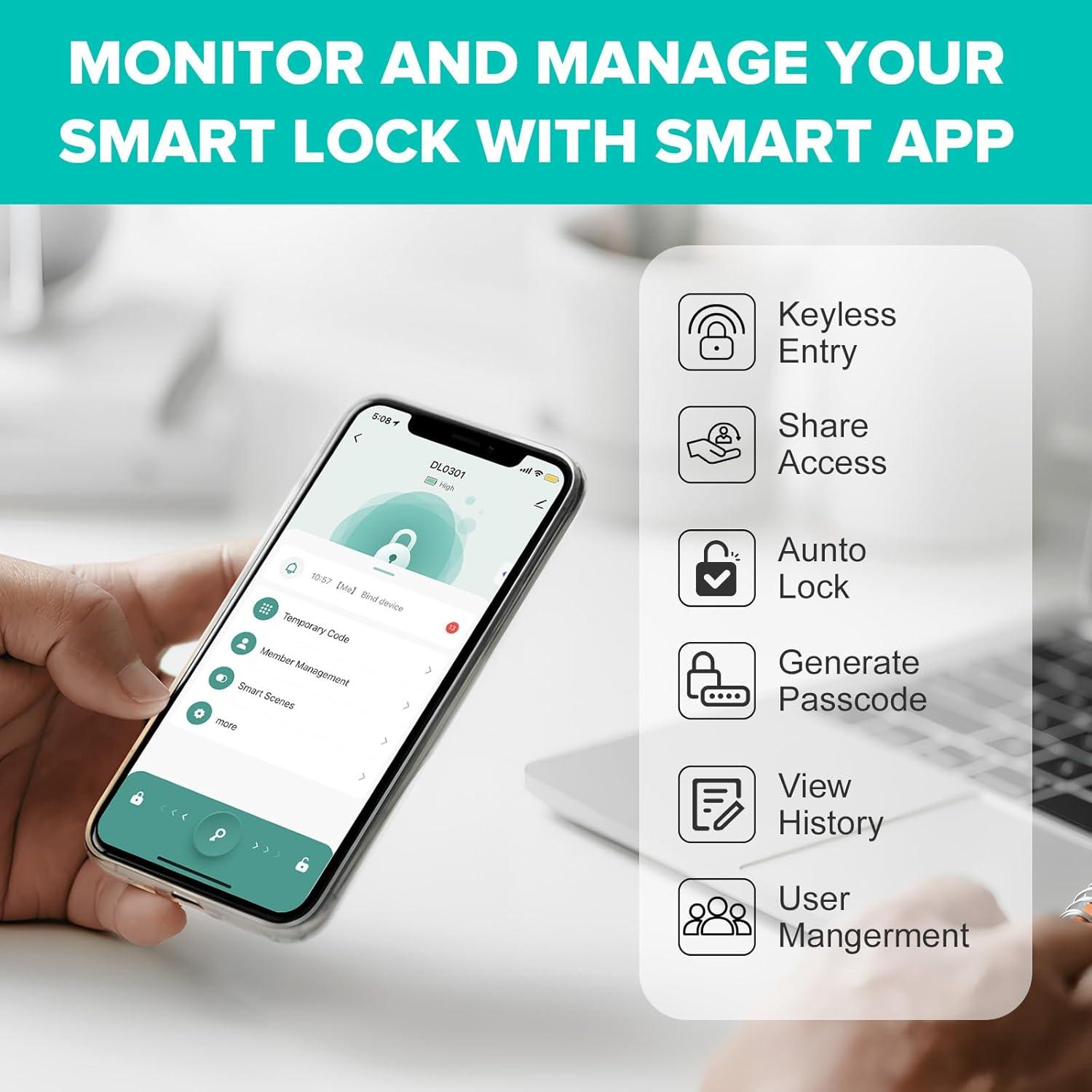 Cerradura Inteligente Mutak HS0000 Digital Biométrica 6 en 1