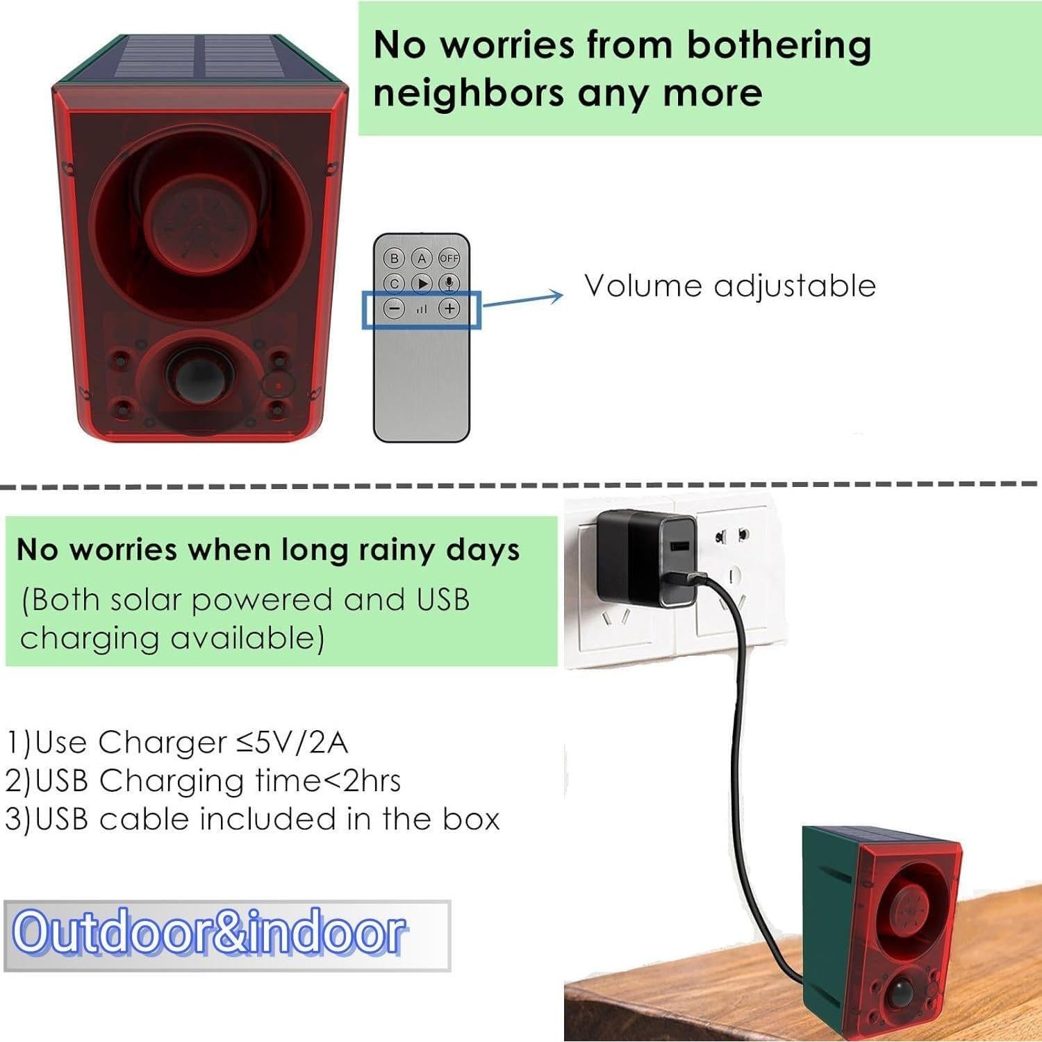 Alarma Solar de Movimiento HULPPRE con Sonido Personalizable 130dB