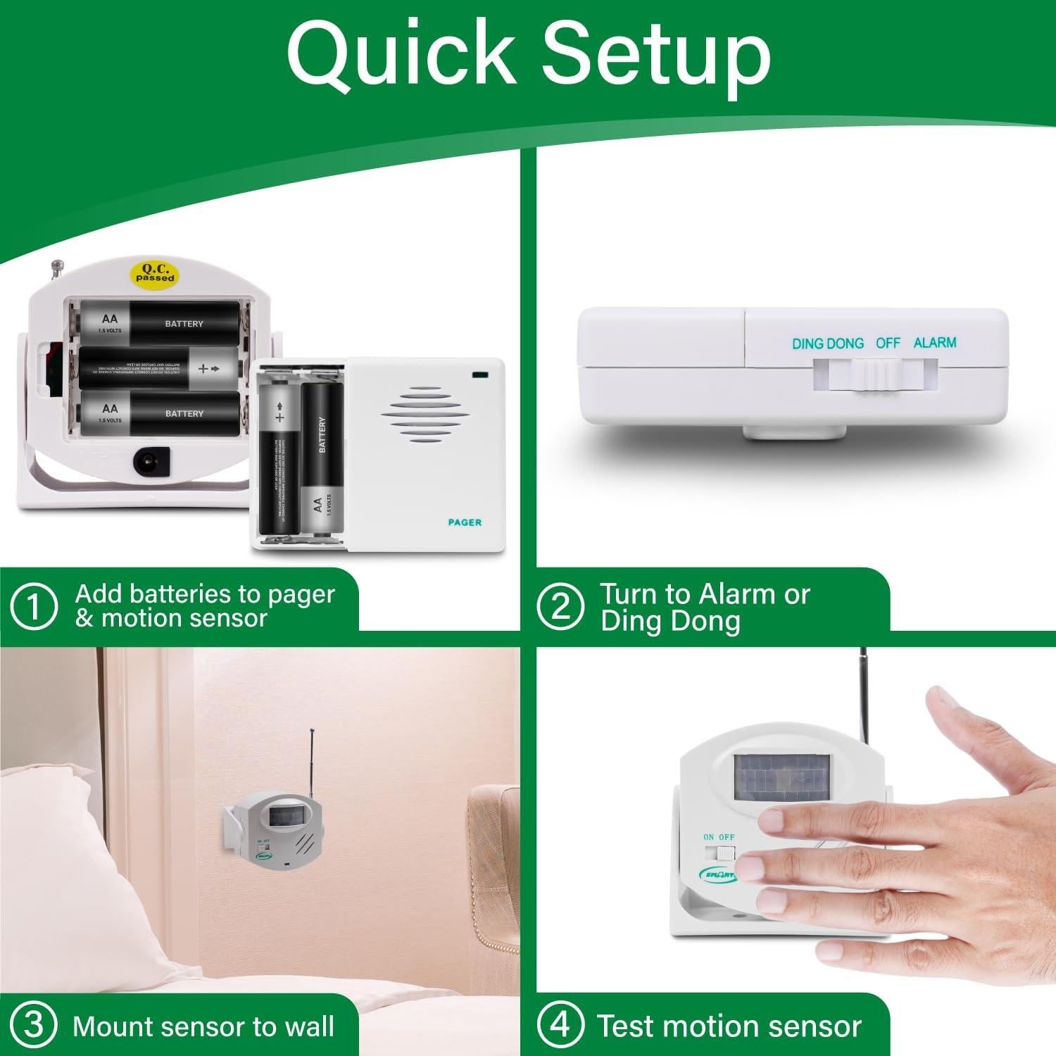 Sistema de Alarma Inalámbrico Smart Caregiver con Pager 300 pies